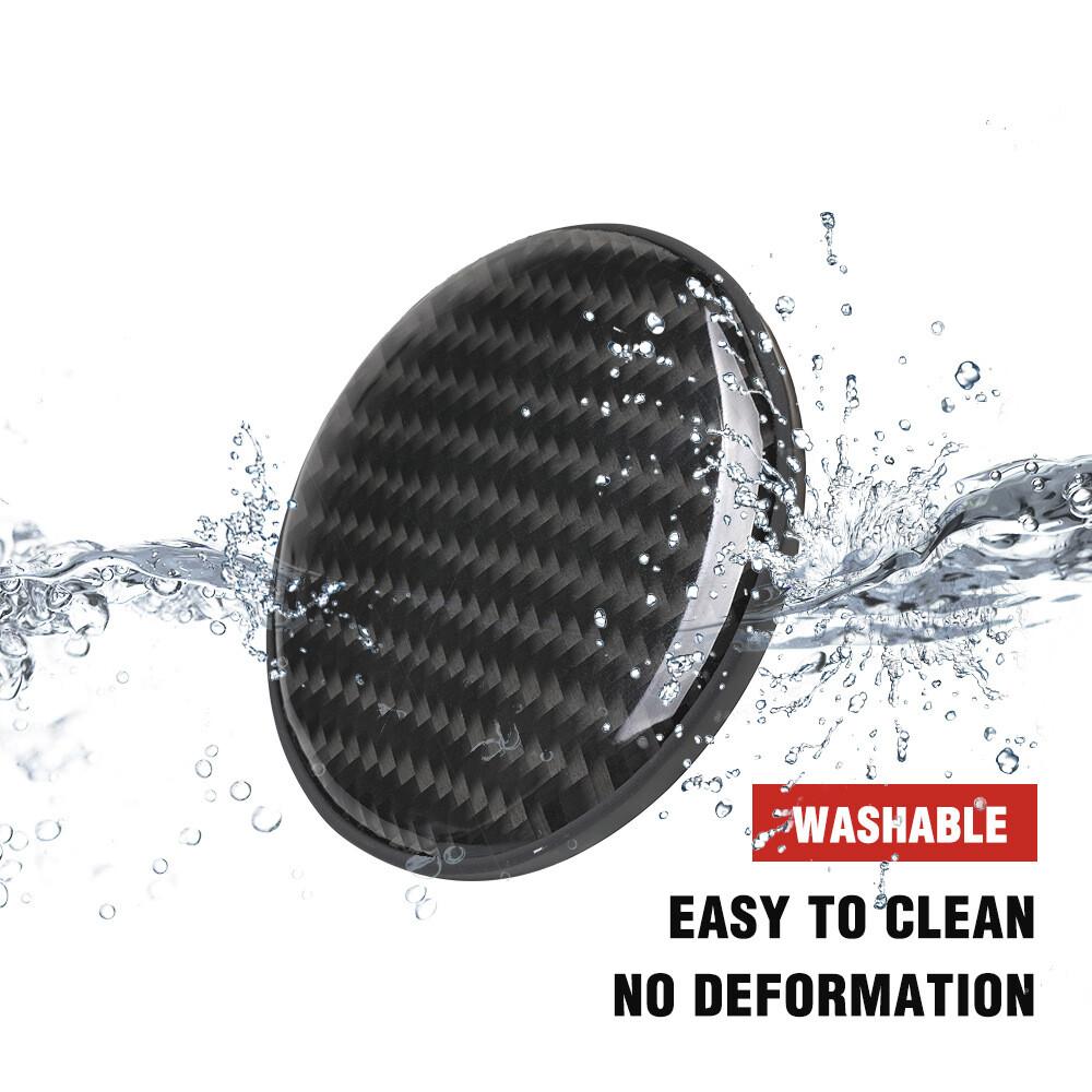 2x Black Carbon Fiber Cup Holder Pad Non-Slip Water Cup Slot Mat Car Accessories