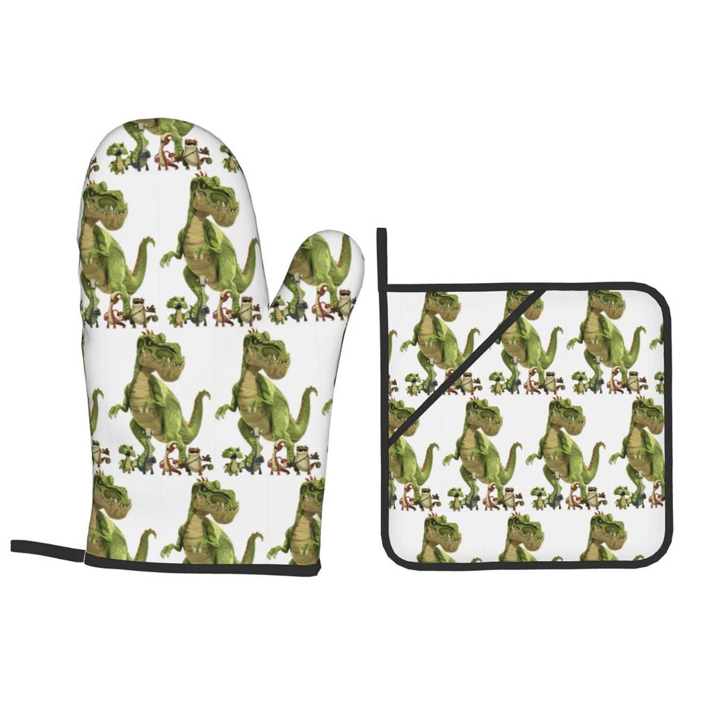 Gigantosaurus Dinosaur Cartoon Kawaii Oven Mitts and Pot Holder Sets of 2 for Baking Cooking BBQ Resistant Non-Slip Gloves
