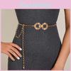 Double Circular Square Metal Chain Belt With Skirt And Dress Decorative Waist