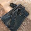 Denim Skirt Women Summer Retro High Waist Spliced Pattern For Casual Chic Look