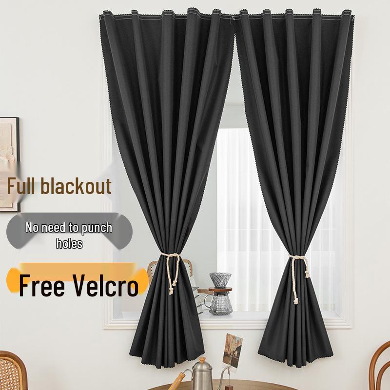 Velcro Blackout No-Drill Curtains: Room Divider, Bay Window & Small Window Self-Adhesive Coverings