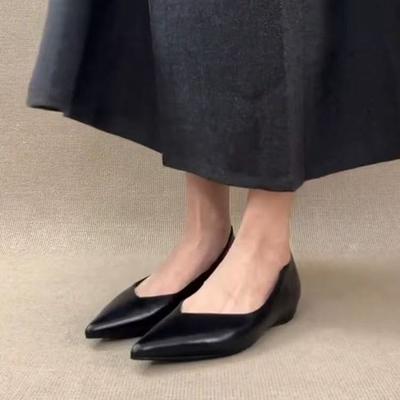 Sheepskin Version~ French Minimalist Flat Shoes Women's One-pedal Temperament Pointed Single Shoes Commuting Shallow Leather Women's Shoes