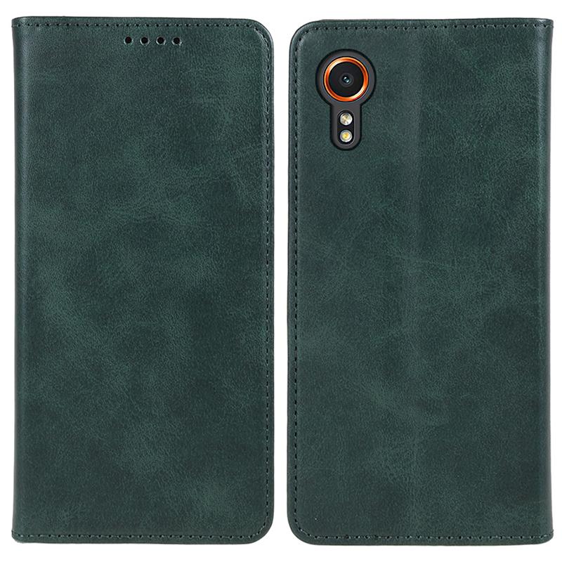 

For Samsung Galaxy Xcover7 Case Stand Strong Magnetic Leather Phone Cover Green