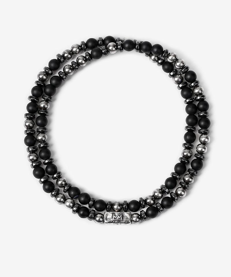 Aekki Dual Bundle Mix Black Onyx Gemstone Bracelet
