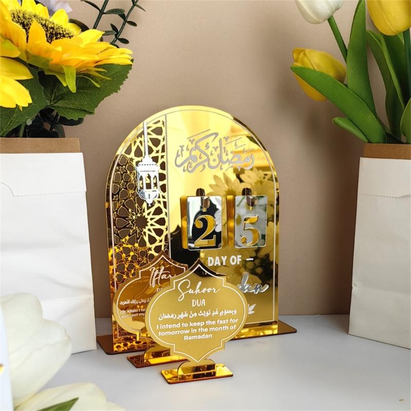 Festival Countdown Display Decoration Unique Eid Table Centerpieces Acrylic Texture Perfect for Eid Party Celebration