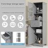 Bathroom Cabinet with Drawer Dual Doors 2 Compartments Adjustable Shelf Hollow Modern Freestanding Tall Floor Narrow Storage Cabinet