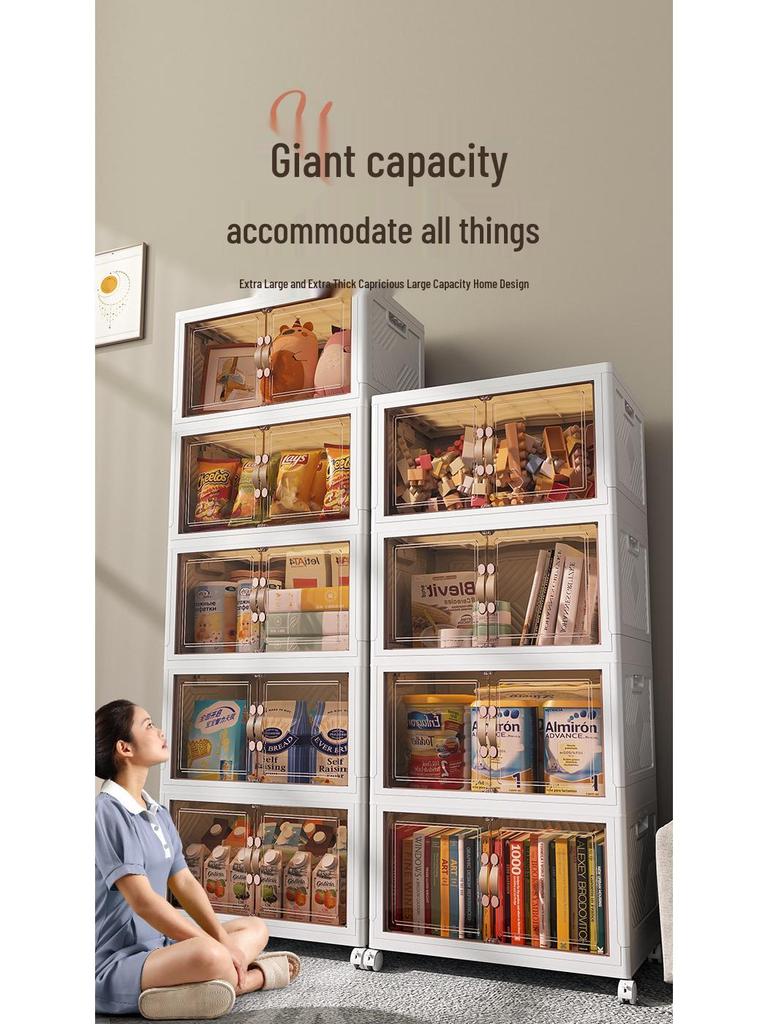 Movable Multi-layer Folding Storage Wardrobe with Wheels