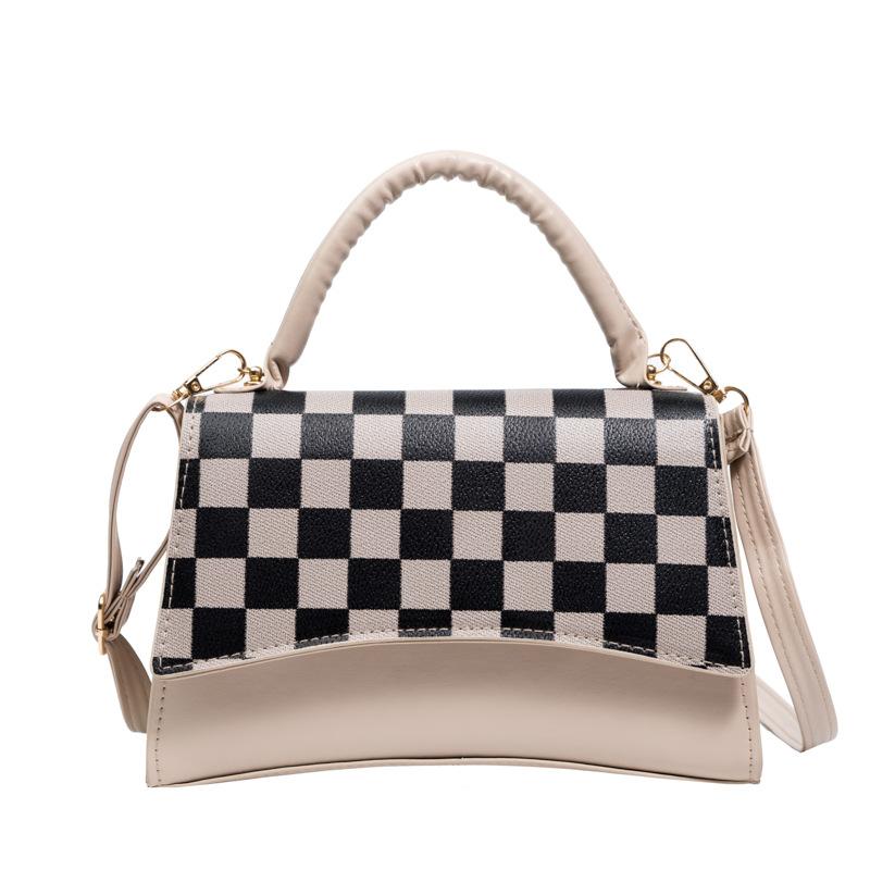 Small Square Bag New Trendy and Cool Casual Hand Bag Simple Color Matching Checkerboard Single Shoulder Messenger Bag Portable and Compact