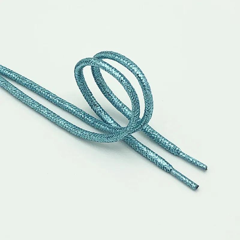 Round Shiny Metallic Glitter Shoelaces Gold Silver Silk Shoe Laces Canvas Casual Colorful Gradient Sneakers Shoelace