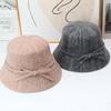 New Elegant Bow Mixed Color Wool Bucket Hat Women's Autumn and Winter Versatile Washbasin Hat Bucket Hat