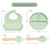Children's Silicone Cutlery & Dinner Set: Bib, Spoon, Fork, Smiley Plate, and Bowl