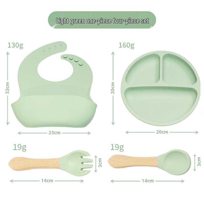 Children's Silicone Cutlery & Dinner Set: Bib, Spoon, Fork, Smiley Plate, and Bowl