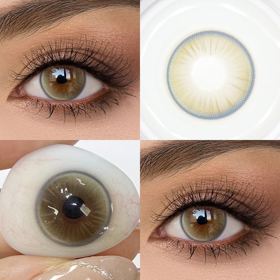 FreshLady 2pc 14.5mm Yearly Colored Contact Lenses, Soft Hydrogel Beauty Lens for Natural Brown/Blue/Grey Eyes