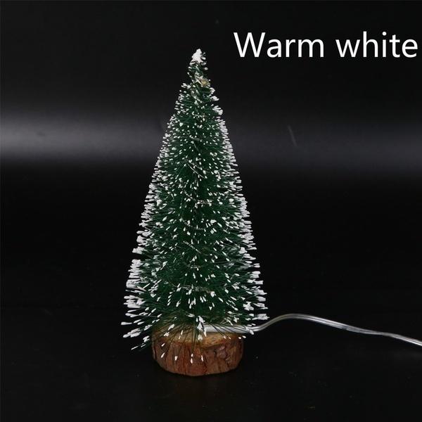 1pc LED Light Mini Artificial Christmas Trees Decorations  Festival Tabletop Miniature Snow Frost Xmas Tree Decor 4Sizes