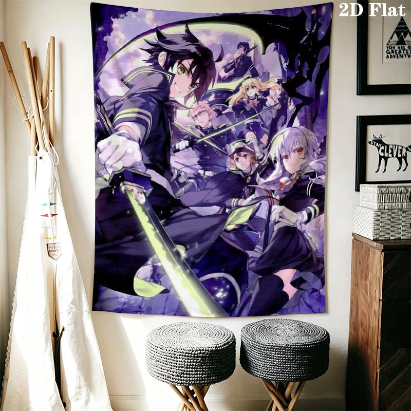 Seraph of the End Wall Tapestry Aesthetic Wall Hanging Printed Fabric Blanket Decorative Tapestries for Bedroom Living Room Home Decor