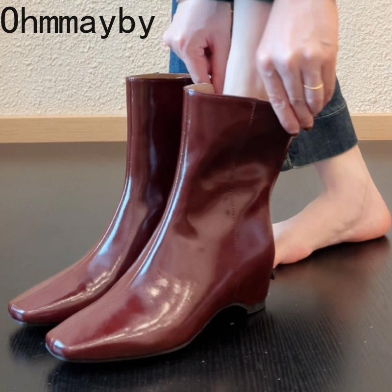 Autumn Winter Design Women Ankle Boots Fashion Thick Heels Square Toe Stripper Party Shoes Modern Short Botas Para Mujer