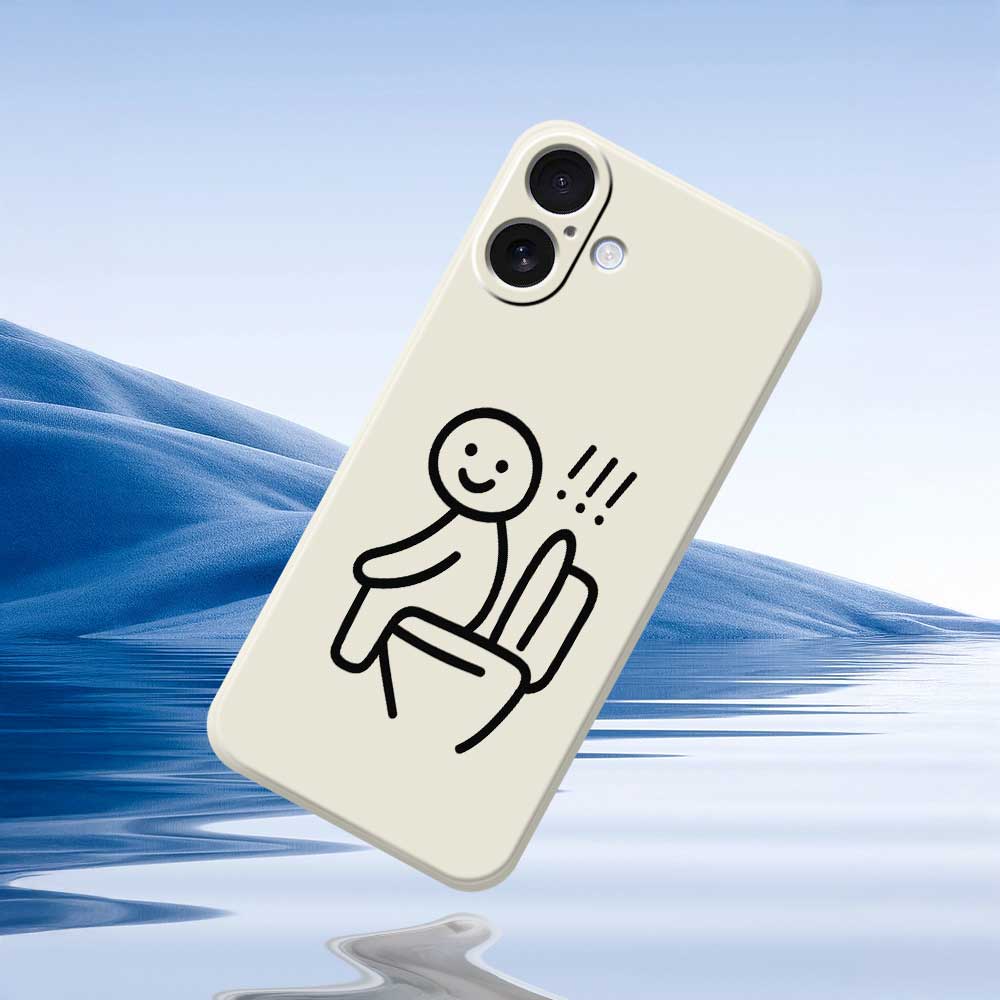 For iPhone 17 Case Stickman Toilet Pattern Printing Straight Edge TPU Phone Back Cover