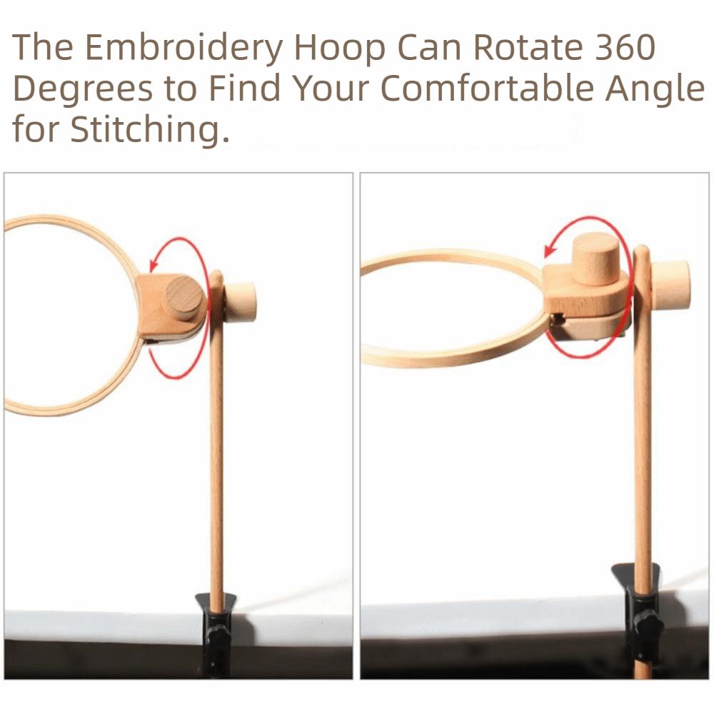 360 Degree Rotation Embroidery Frame Lap Stand Beech Wood Cross Stitch Rack Desktop Use