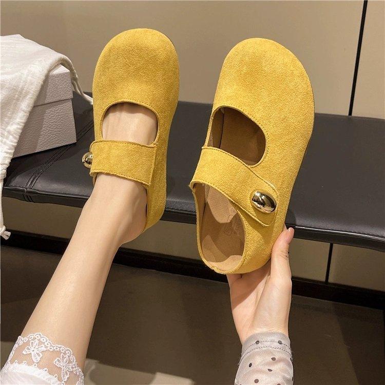 Retro Fashion, Baotou Mary Jane, Half Slippers, Women's Outerwear, Summer 2025, New Style, Boken Shoes, Thick Sole, Boken Sandals