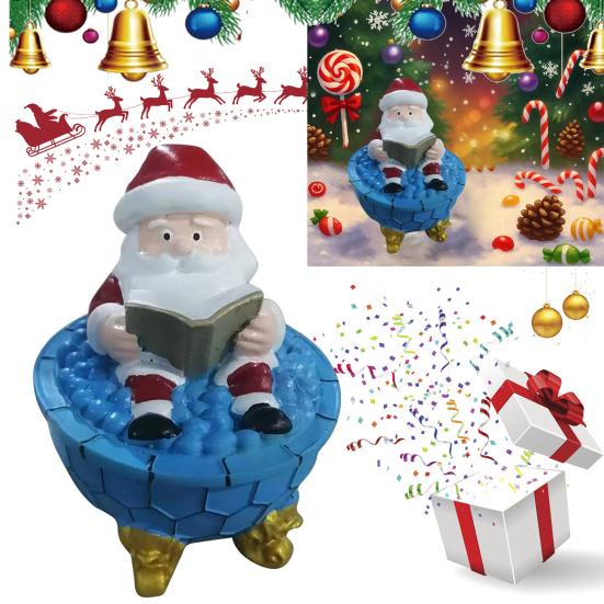 Yousheng Christmas Santa Bubble Bath Lamp Cute Santa Reading A Book Bathtub Lamp USB Night Light for Bathroom Home Office Desk Decor
