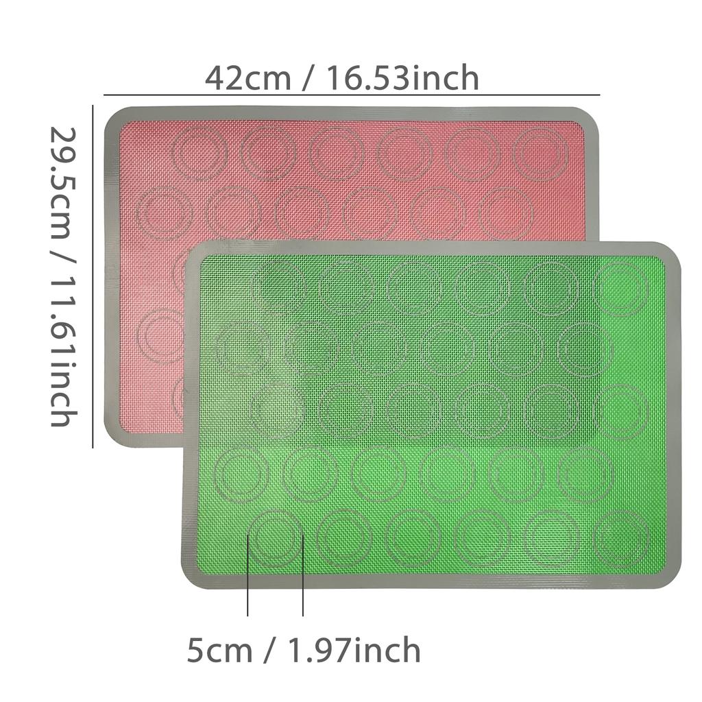 1PC Silicone Baking Mat for Oven, Reusable Non Stick Cookie Sheet Liner For Macaroons, Pizza, Toaster, Bread Making, Green Pink