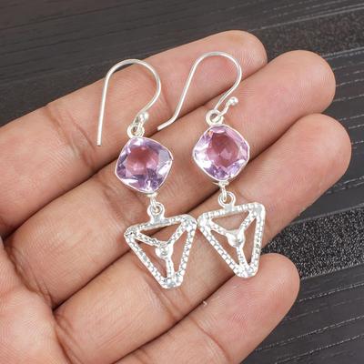 Joyería de Piedra Preciosa Morganita, Pendientes de Plata de Ley 925, Joyería Preciosa Hecha a Mano, Pendientes de Diseño Regalo Para Mujeres