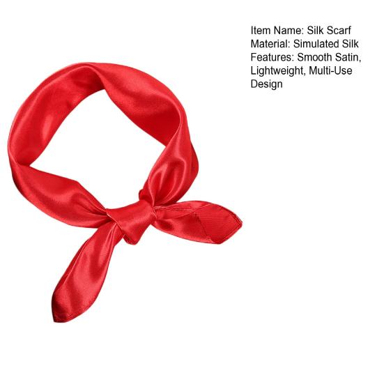 Silk Scarf Soft Breathable Smooth Satin Square Scarf Sun Protection Headscarf Headband Neck Wrap Lightweight Fashion Accessory
