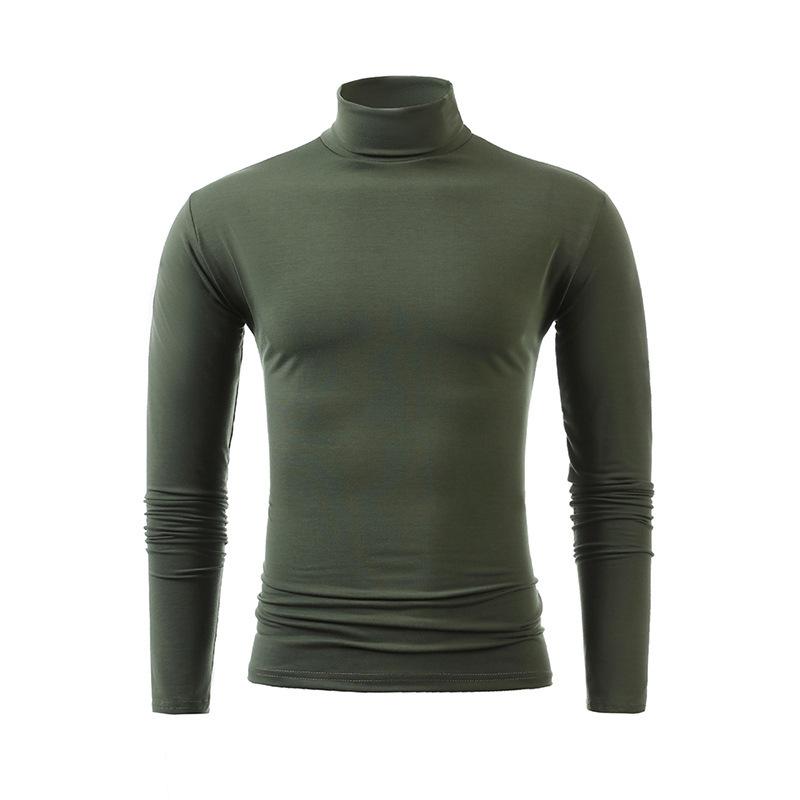 T-shirt da uomo a collo alto a maniche lunghe Sottile Monocolore Base Sottogiacca da uomo