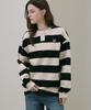 EVENCIA Oatmeal Black Striped Henry Sweatshirt