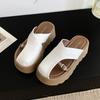 2025 new Roman slippers women's summer wear muffin heightened thick bottom high sense explosion Baotou sandals summer