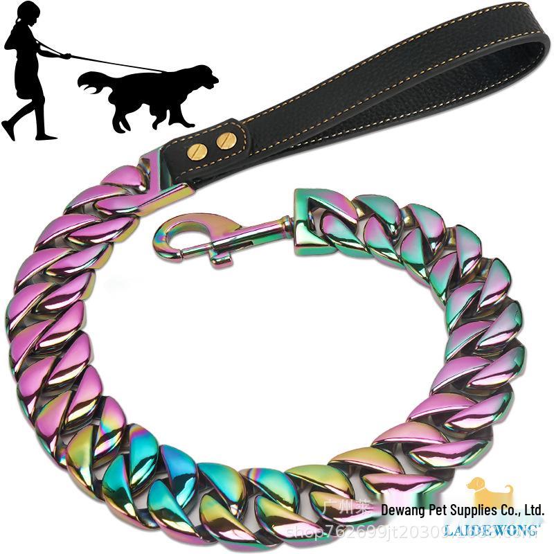 32mm Electroplated Black Stainless Steel Thick Dog Leash for Pitbulls and Bulldogs