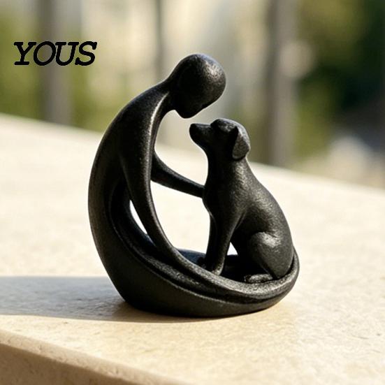Compact Pet Decoration Dog And Owner Statue Ornament, 3D Printed Sculpture, Nordic Minimalist Decor Desktop for Lover Home Crafts Modern