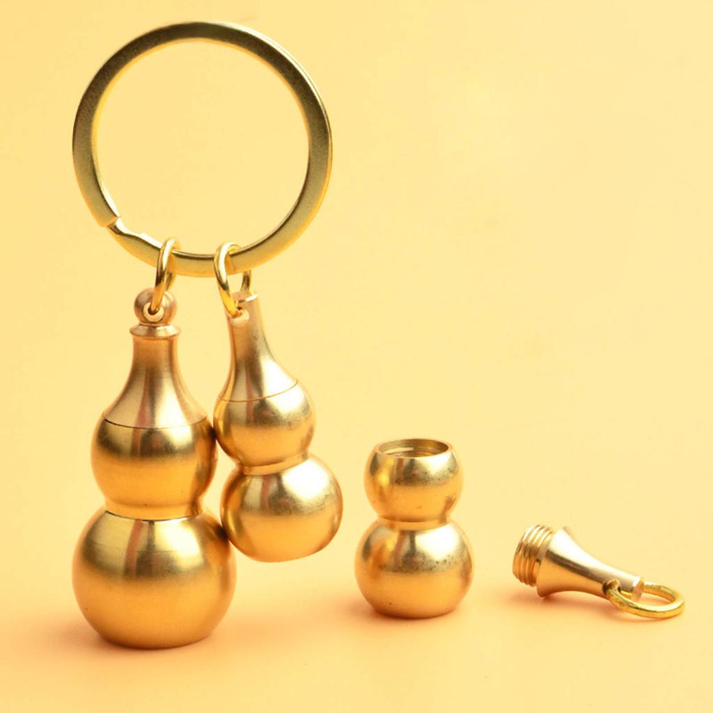 Outdoor Survival Pills Boxes Container Brass Mini Gourd Waterproof Capsules Seal Bottle Capsules Pills Bottle Keychain