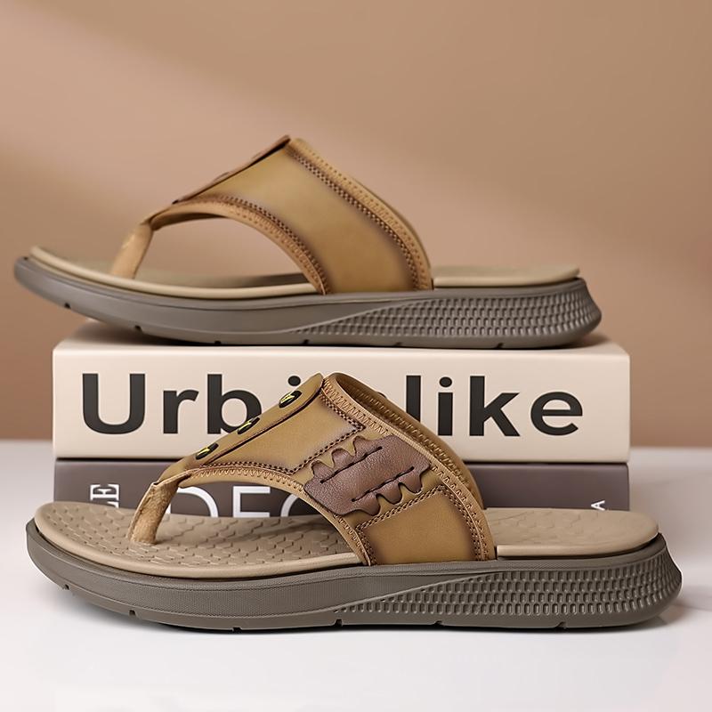 Fashion Summer Men Casual Leather Soft Bottom Slippers 2025 New Outdoor Antiskid Beach Slippers Fashion Comfy Flat Designer Flip Flop