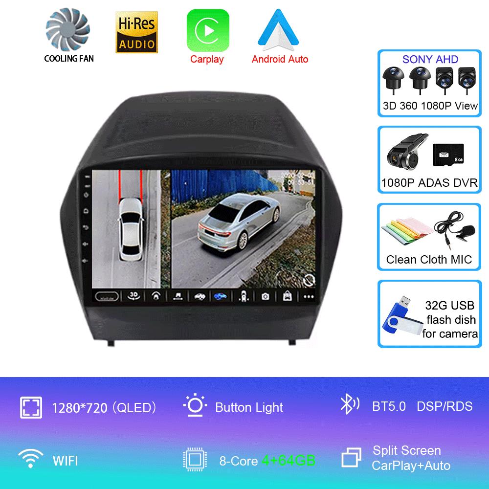 For HYUNDAI TUCSON IX35 2012 2013 2014 2015 8Core 4G WIFI Android 14 Car Multimedia Stereo Car DVD Player Navigation GPS Radio