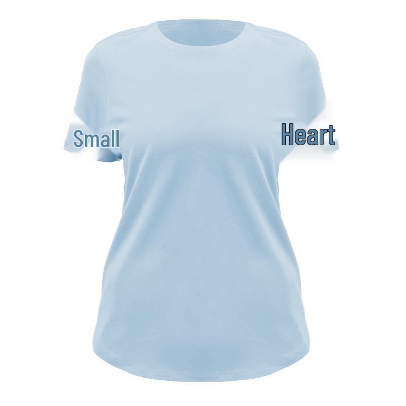 Women's Short Sleeve Round Neck Cotton-Spandex Yoga T-Shirt - Soft, Comfortable, Solid Color for Fitness & Casual Wear.