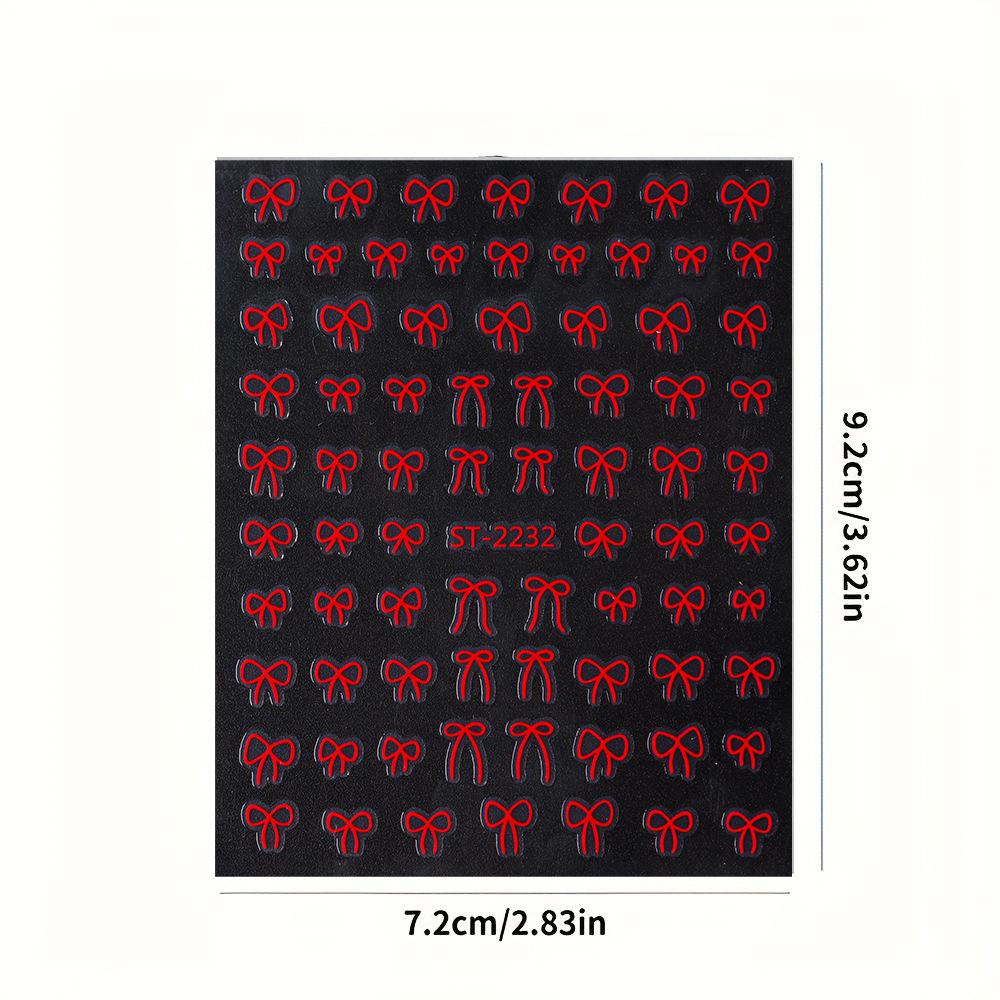 Nail Art Sticker, Japanese Simple Gold And Silver Red Shorts, Streamer Bow, Adhesive Nail Sticker.