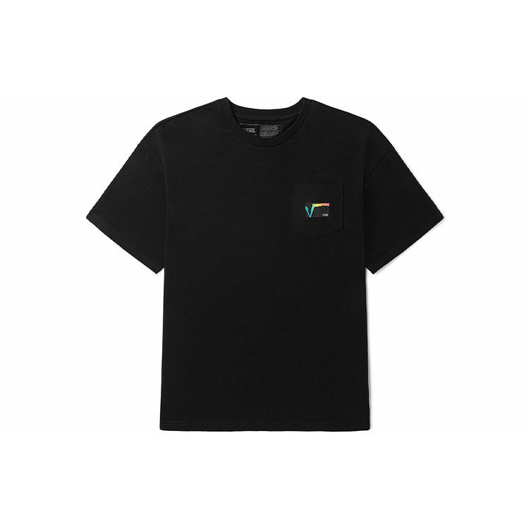 Vans Rainbow Fun Logo Loose Round Neck Short Sleeve T-Shirt Unisex Tops Black VN0A5H84BLK