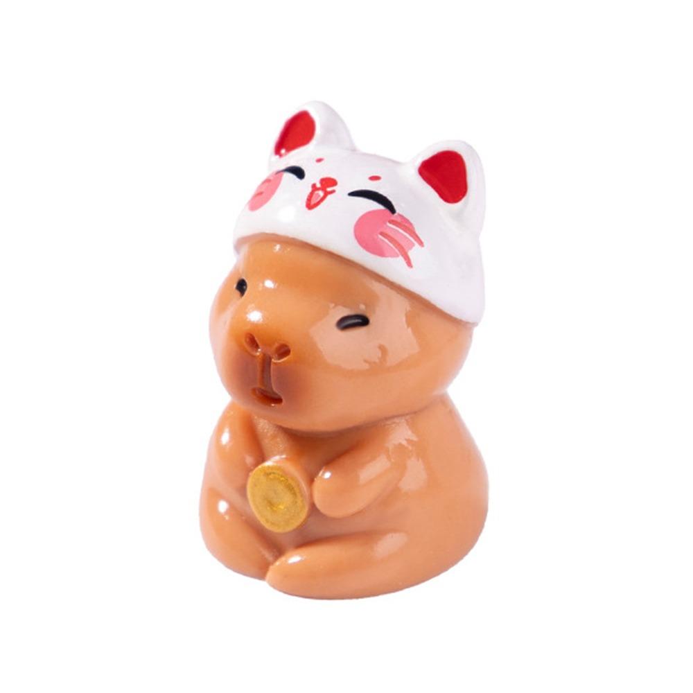 Chinese New Year Cartoon Capybara Figurines Resin Getting Rich Lucky Charm Cute Car Ornament  Gift