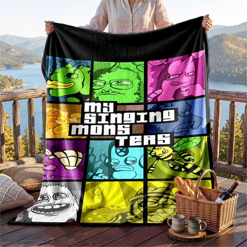 Warm Flannel Blanket My Singing Monsters Pattern, Lightweight Comfortable Throw Blanket for Bed Sofa Use