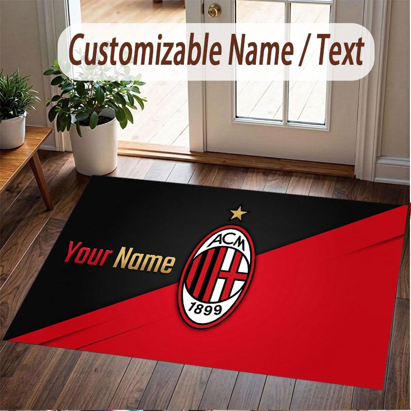 Custom Rug AC Milan Pattern Print Name Text Soft Non‑Slip Floor Carpet for Home Indoor Decoration