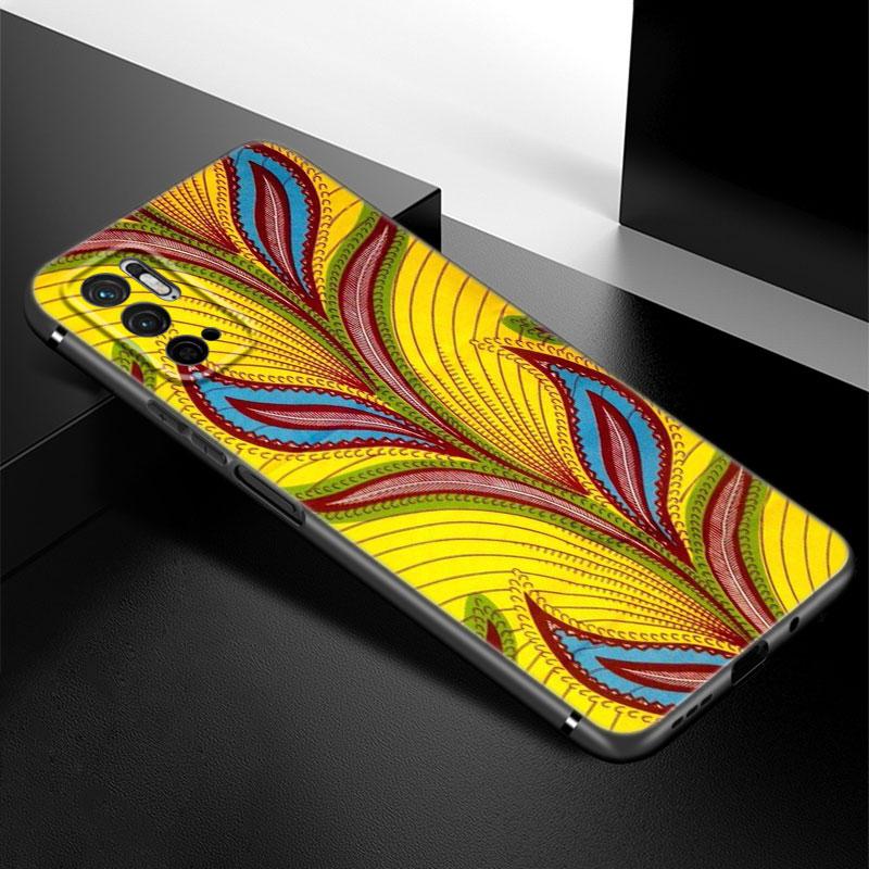 Aesthetic African Wax Fabic Phone Case For Xiaomi Redmi Note 7 8 9 10 Lite 11 11E 11T 12 Pro 11S 4G 10T 5G 8T 9S 10S Black Cover