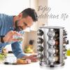 12/16/20 Jars Kitchen Seasoning Storage Organizer Stainless Steel Spice Rack 360° Rotating Carousel Spice Jar Storage Rack