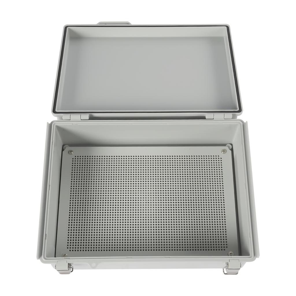 15"x11"x5.1 Inch Waterproof Electrical Junction Box, Grey Hinged Cover with Stainless Steel Latch, ABS Plasti Project Enclosure