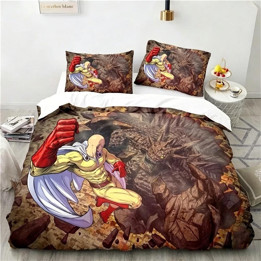 

Japan Anime ONE PUNCH-MAN 3D Pattern Duvet Cover Set with Pillowcase Cartoon Bedding Sets Bed Linen Queen King Bedclothes 135x200cm