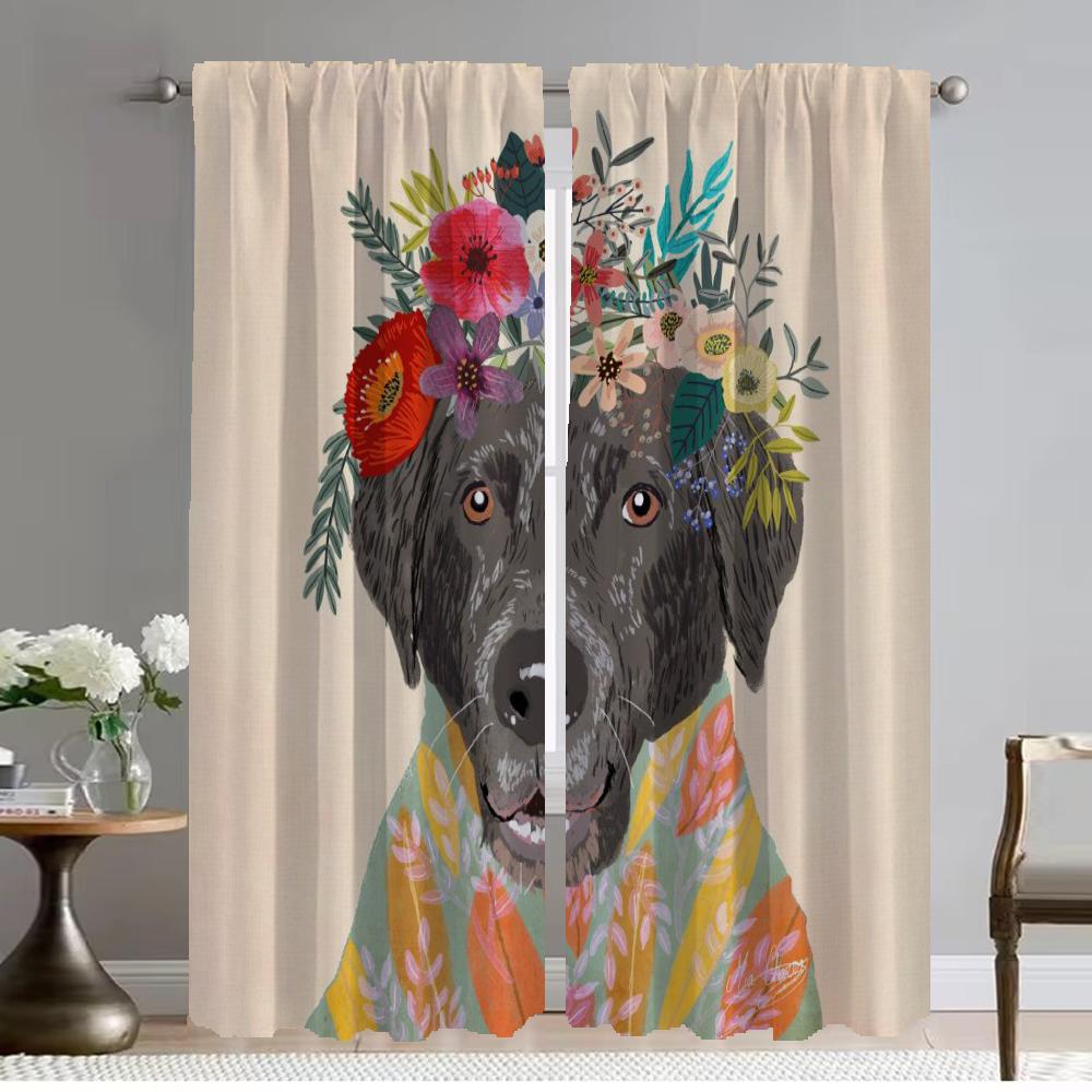 

Цветочные друзья животные антимоскитные шторы 2 шт затемняющие шторы для комнаты 2 панели Хэллоуин украшения жалюзи перегородка W50xH70cmx2pcs-CL