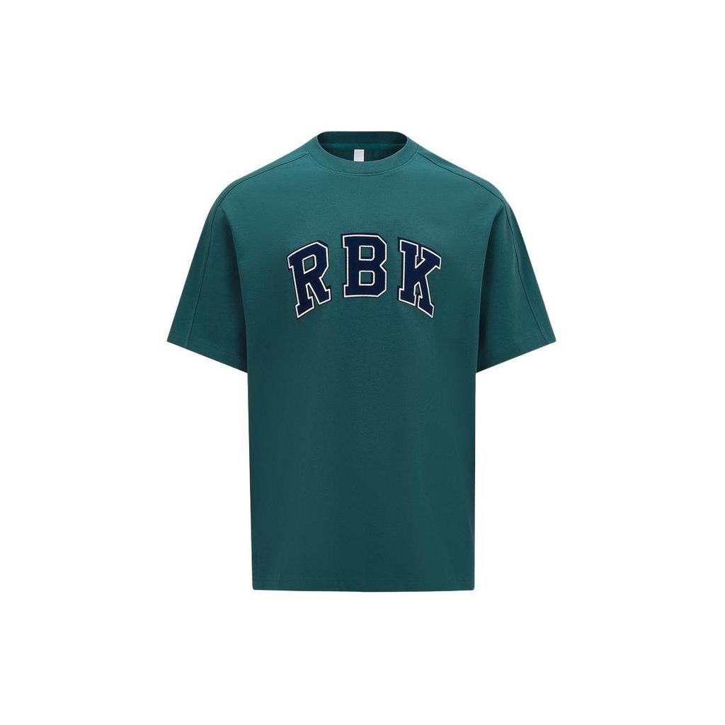 Reebok Letter Print Casual Sports Knit Short Sleeve T-Shirt Unisex Tops Green 24SRC411UGL7