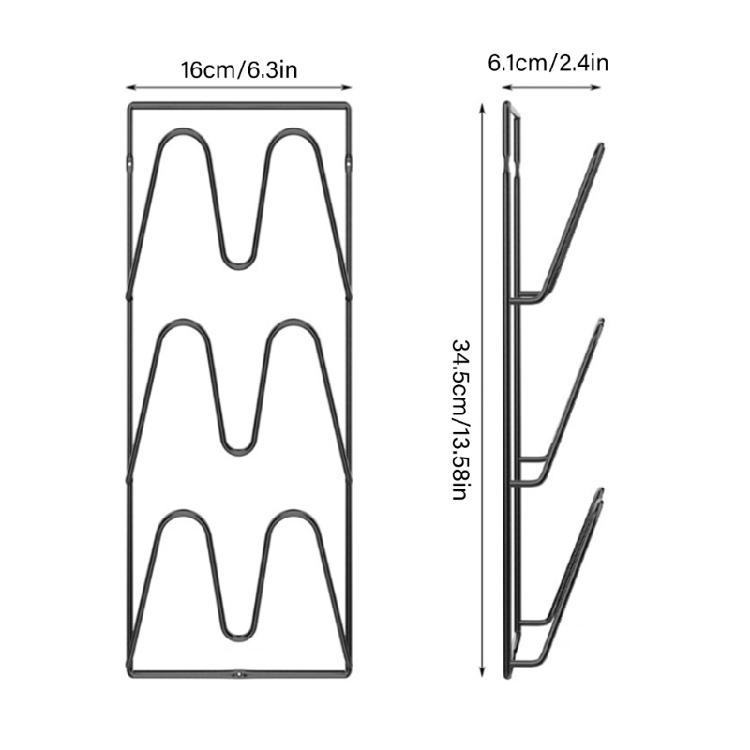 2 Pack Kitchen Lid Holder Set Wall Mounted Carbon Steel Rack Vertical Space Saving Cutting Board Holder