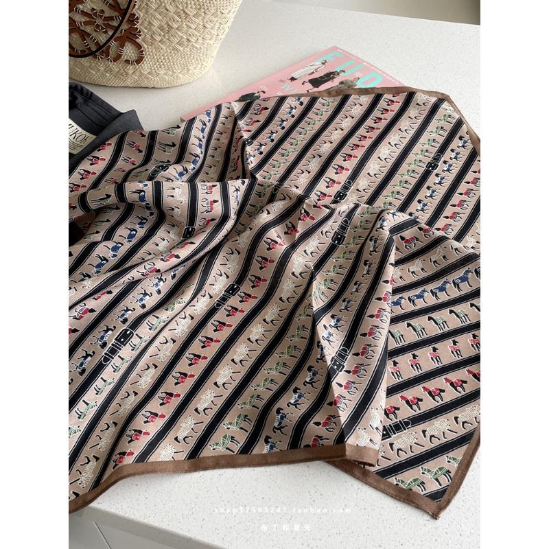 Pony Belt Printed Large Square Scarf Soft and Skin Friendly Shawl Breathable Neck Scarf Silk Scarf for Women