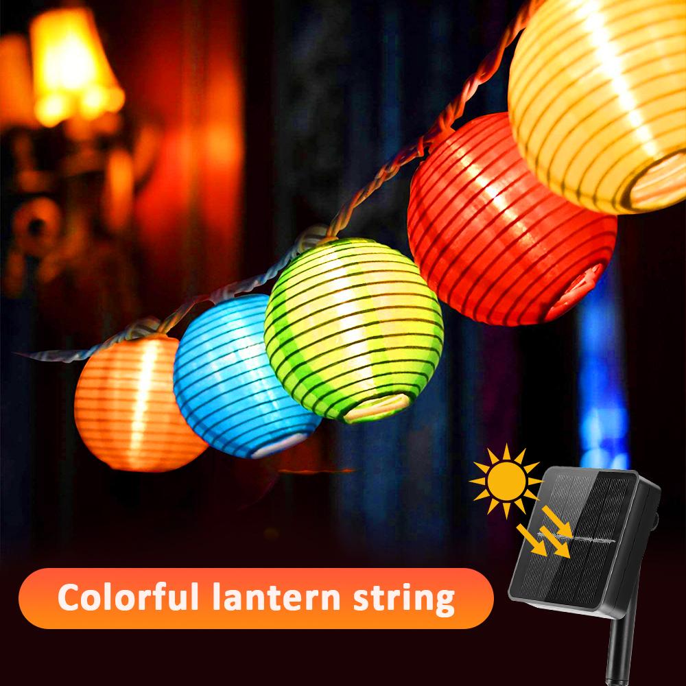 Solar LED Lantern String Lights -8 modes Outdoor Patio Lights Waterproof Decorative String Lights for Patio Garden Party Camping 5M 20 Lantern